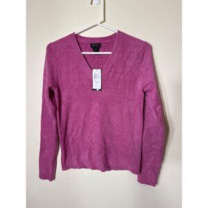Evie Womens Small V-Neck Sweater butter soft English Rose Nylon Blend